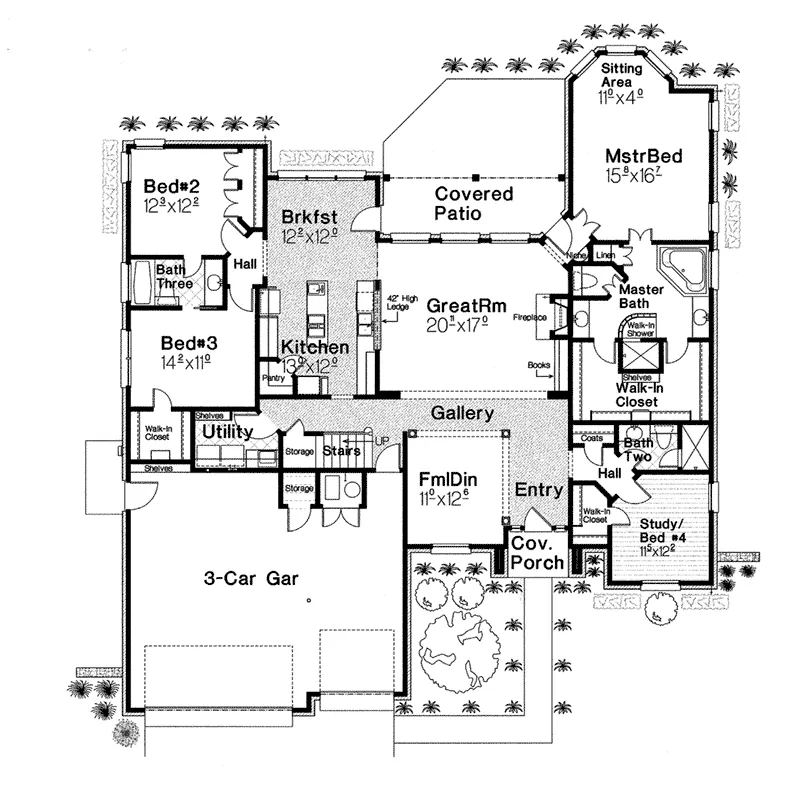 Country House Plan First Floor - Pacey Country Home 036D-0205 - Shop House Plans and More