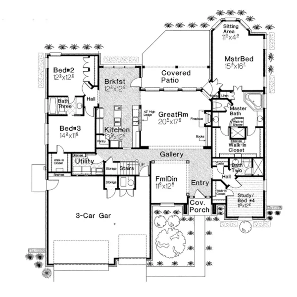 Traditional House Plan First Floor - Pacey Country Home 036D-0205 - Shop House Plans and More