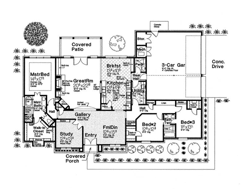Ranch House Plan First Floor - 036D-0206 - Shop House Plans and More