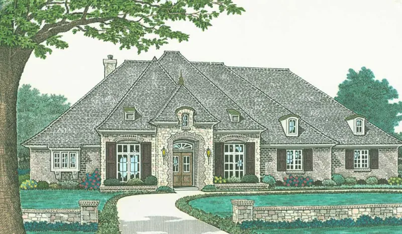 Traditional House Plan Front of Home - 036D-0206 - Shop House Plans and More