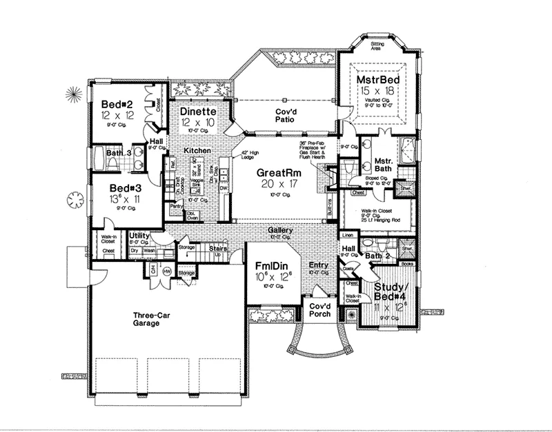 Country House Plan First Floor - Presley Lake European Tudor Home 036D-0207 - Shop House Plans and More