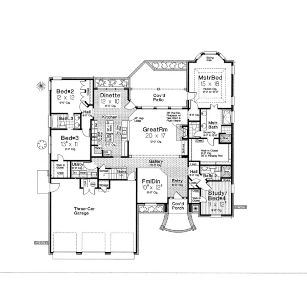 Ranch House Plan First Floor - Presley Lake European Tudor Home 036D-0207 - Shop House Plans and More