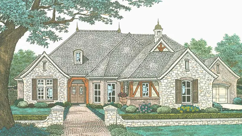 English Cottage House Plan Front of Home - Roxburg Hill European Tudor Home 036D-0208 - Shop House Plans and More