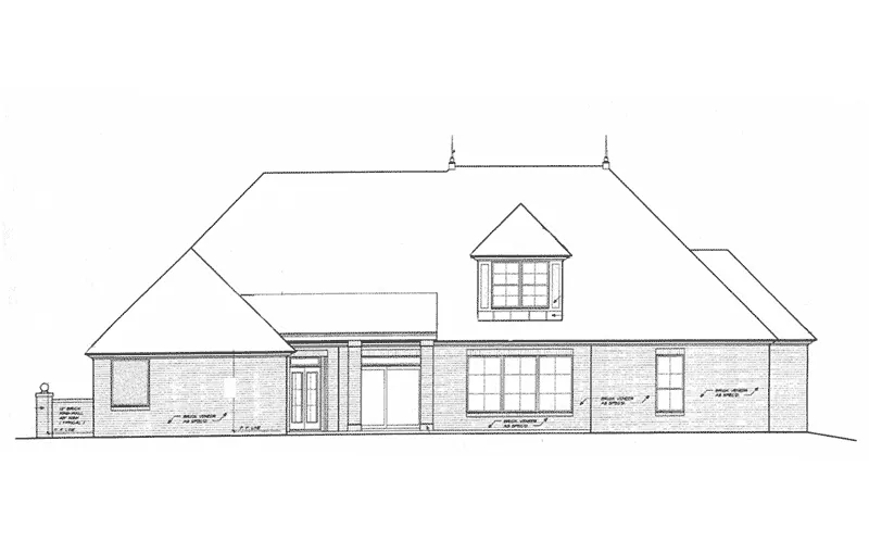 Country House Plan Rear Elevation - Roxburg Hill European Tudor Home 036D-0208 - Shop House Plans and More