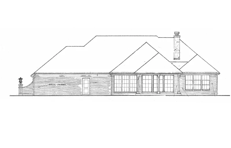 English Cottage House Plan Rear Elevation - Ewell European Ranch Home 036D-0209 - Search House Plans and More