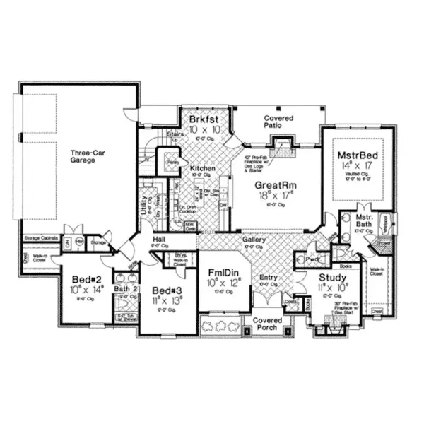 Traditional House Plan First Floor - Keansburg European Home 036D-0210 - Shop House Plans and More