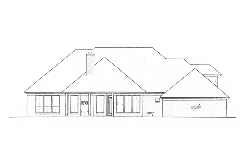 English Cottage House Plan Rear Elevation - 036D-0210 - Shop House Plans and More