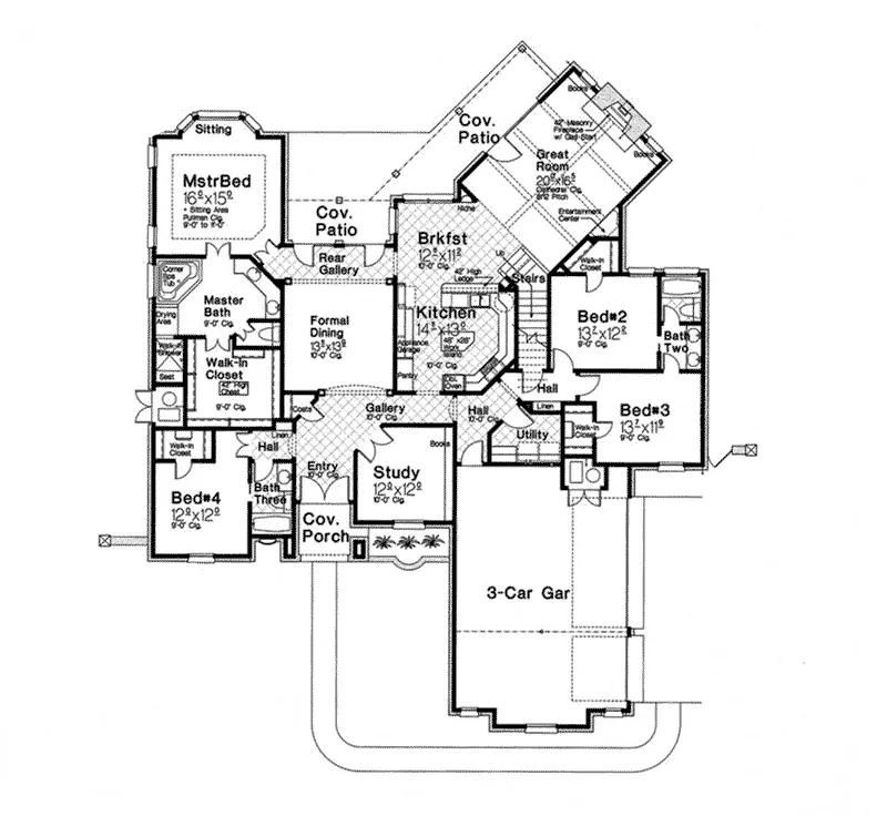 European House Plan First Floor - 036D-0211 - Shop House Plans and More