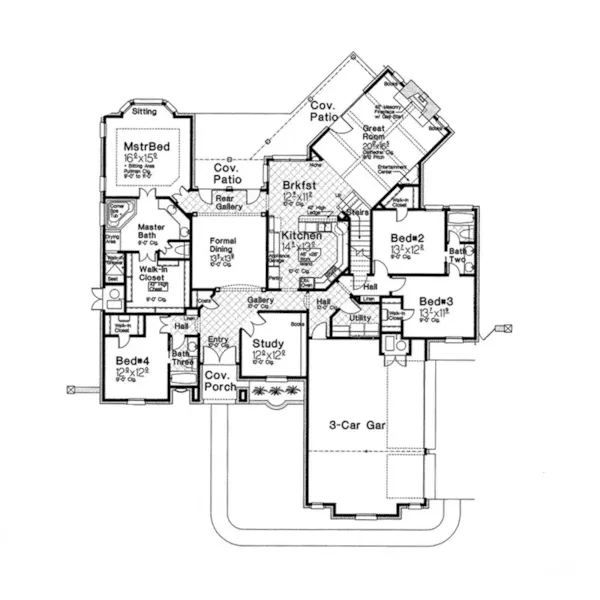 English Cottage House Plan First Floor - Valdemar European Home 036D-0211 - Shop House Plans and More