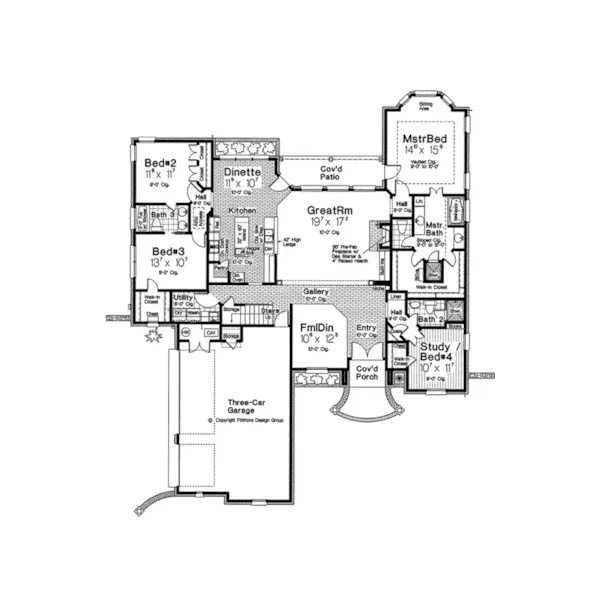 English Cottage House Plan First Floor - Germain European Home 036D-0213 - Shop House Plans and More