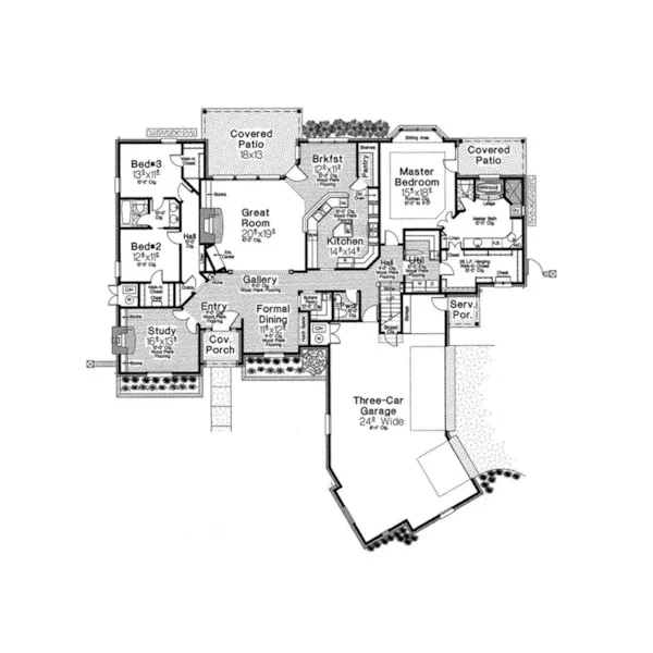 Traditional House Plan First Floor - Eshelman Ranch Home 036D-0214 - Shop House Plans and More