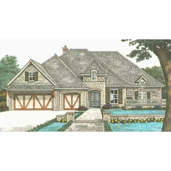 Ranch House Plan Front of Home - Dorwin Tudor Home 036D-0215 - Shop House Plans and More