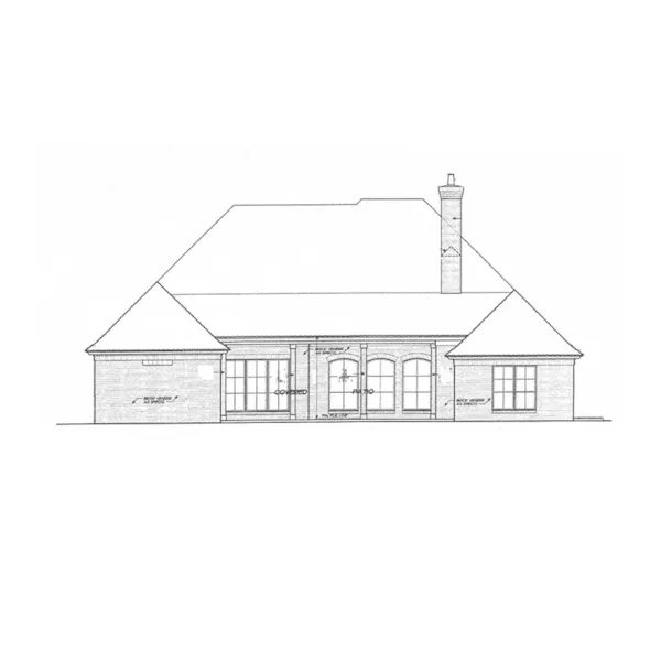 Ranch House Plan Rear Elevation - Dorwin Tudor Home 036D-0215 - Shop House Plans and More