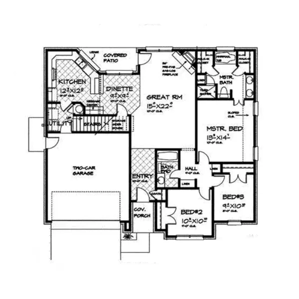 Country French House Plan First Floor - Heath Hill Ranch Home 036D-0216 - Search House Plans and More