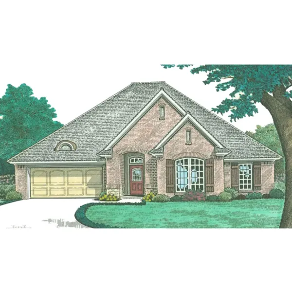 Country French House Plan Front of Home - Heath Hill Ranch Home 036D-0216 - Search House Plans and More