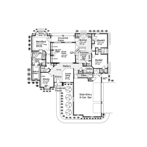 Neoclassical House Plan First Floor - Colvill Park Ranch Home 036D-0217 - Shop House Plans and More