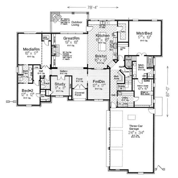 Country French House Plan First Floor - Lachlan Luxury European Home 036D-0220 - Shop House Plans and More