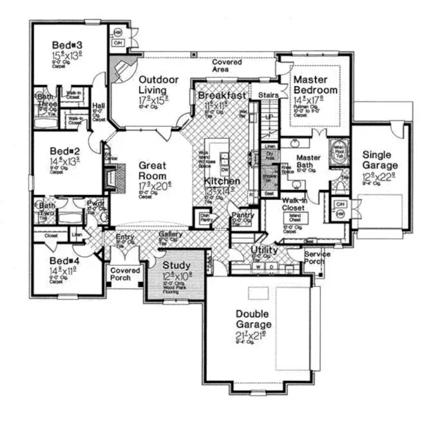 European House Plan First Floor - Bernal Heights European Home 036D-0234 - Shop House Plans and More