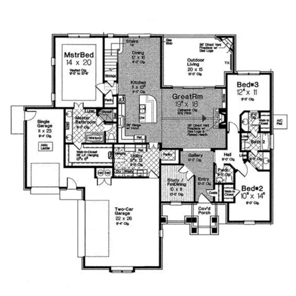 Ranch House Plan First Floor - Landon Bay European Home 036D-0237 - Shop House Plans and More