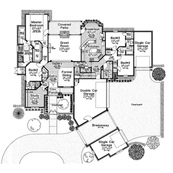 Rustic House Plan First Floor - 036D-0238 - Shop House Plans and More