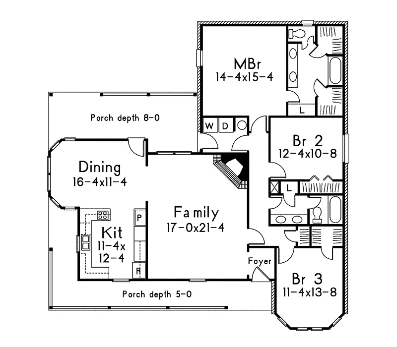Ranch House Plan First Floor - Pagehurst Modern Ranch Home 037D-0006 - Shop House Plans and More