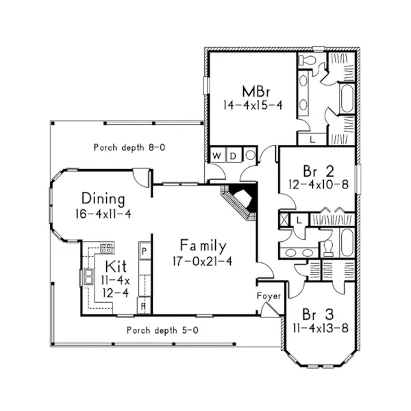 Southern House Plan First Floor - Pagehurst Modern Ranch Home 037D-0006 - Shop House Plans and More