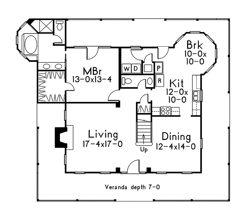 Lake House Plan First Floor - Springwood Country Home 037D-0009 - Shop House Plans and More