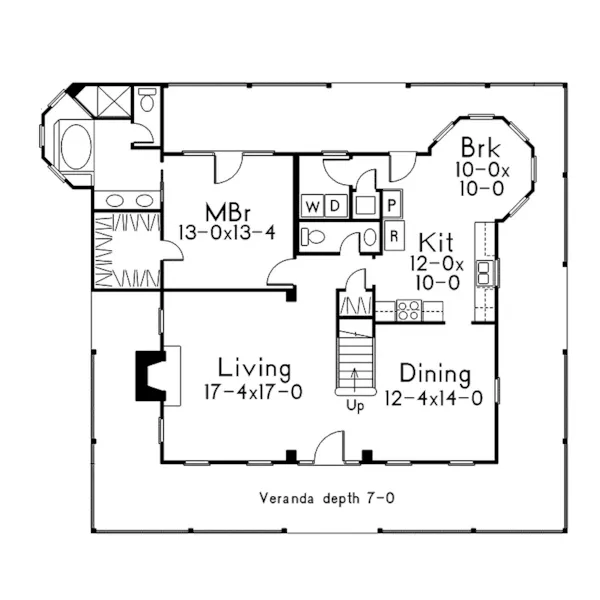 Farmhouse Plan First Floor - Springwood Country Home 037D-0009 - Shop House Plans and More