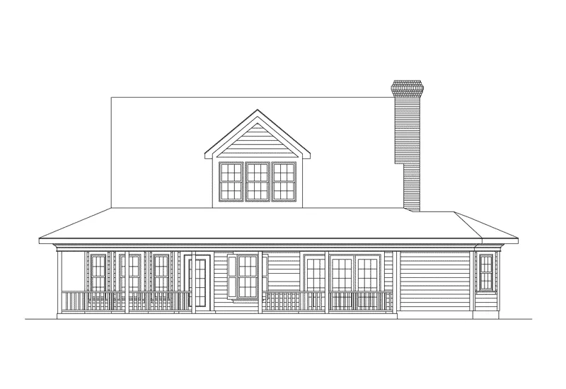 Southern House Plan Rear Elevation - Springwood Country Home 037D-0009 - Shop House Plans and More