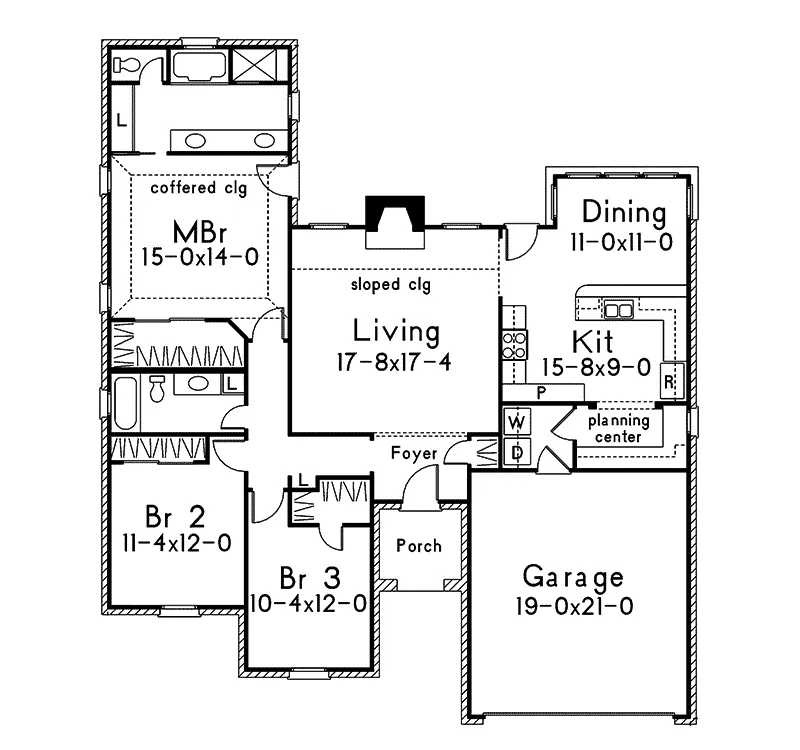 Traditional House Plan First Floor - Richmond Ranch Home 037D-0010 - Shop House Plans and More