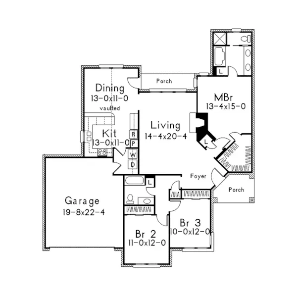 Country House Plan First Floor - Winford Ranch Home 037D-0012 - Shop House Plans and More