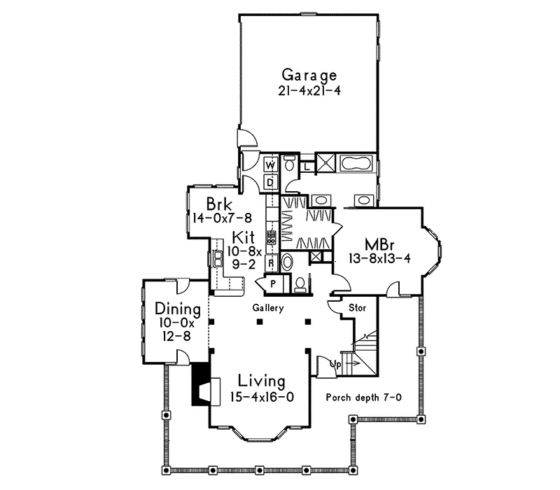 Modern House Plan First Floor - Jamestown Country Farmhouse 037D-0013 - Search House Plans and More