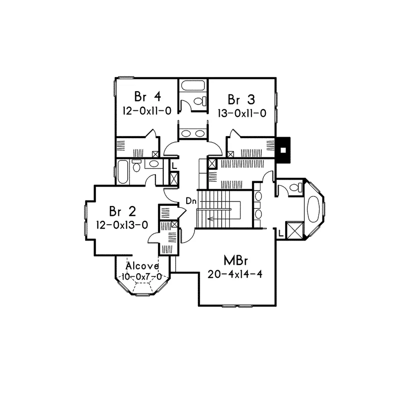 Victorian House Plan Second Floor - Oakville Country Farmhouse 037D-0015 - Shop House Plans and More