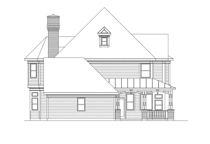 Victorian House Plan Rear Elevation - Oakville Country Farmhouse 037D-0015 - Shop House Plans and More