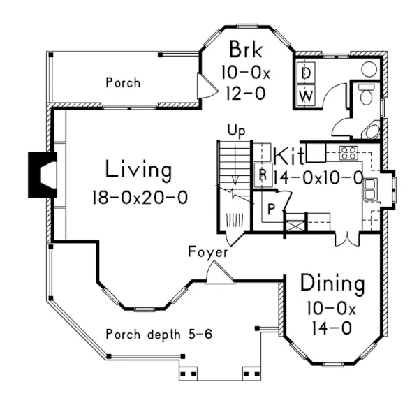 Modern House Plan First Floor - Wedgegrove Victorian Home 037D-0016 - Shop House Plans and More