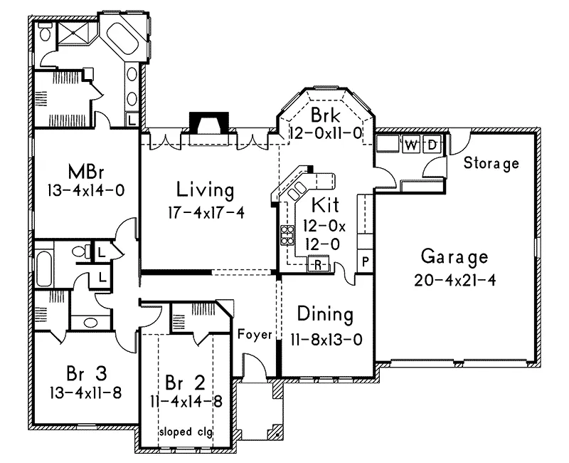 Traditional House Plan First Floor - Lindenwood Ranch Home 037D-0020 - Shop House Plans and More