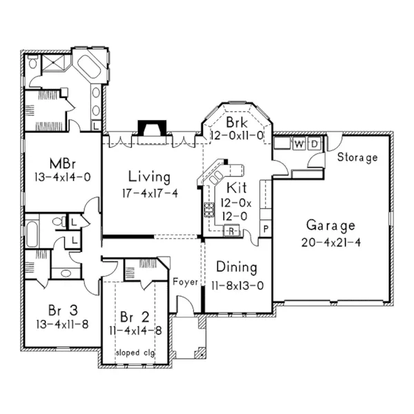 Traditional House Plan First Floor - Lindenwood Ranch Home 037D-0020 - Shop House Plans and More