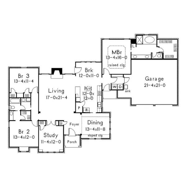 Modern House Plan First Floor - Alexander Ranch Home 037D-0021 - Search House Plans and More