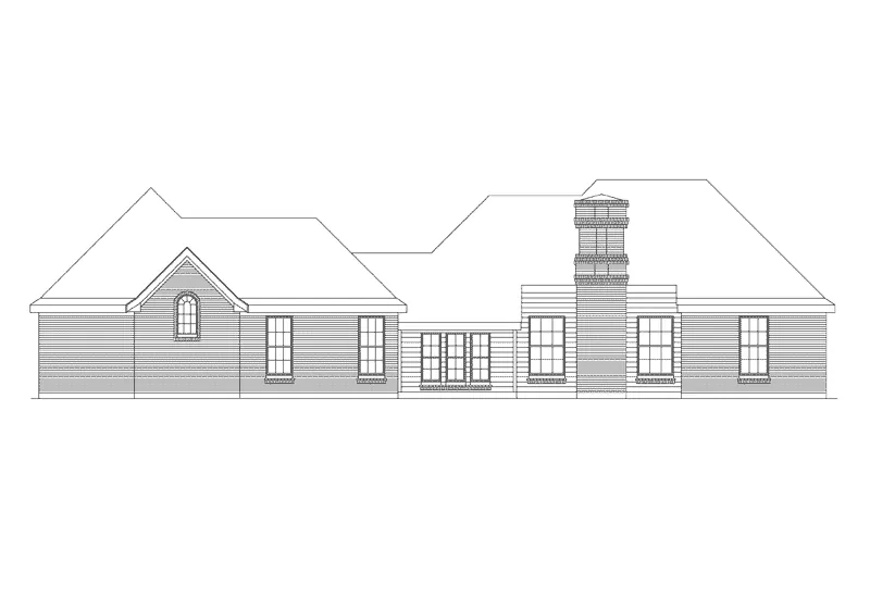 Ranch House Plan Rear Elevation - Alexander Ranch Home 037D-0021 - Search House Plans and More