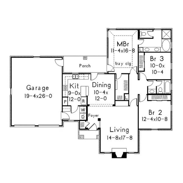 Traditional House Plan First Floor - Twinbrooke Ranch Home 037D-0022 - Shop House Plans and More