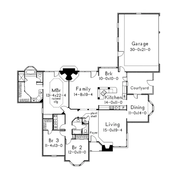 Ranch House Plan First Floor - Aspen Traditional Ranch Home 037D-0025 - Search House Plans and More