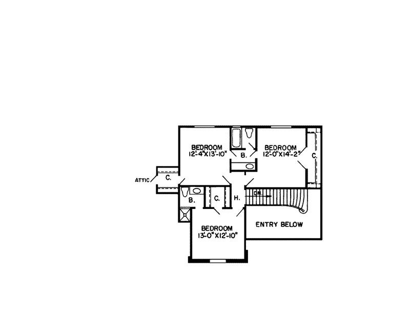 Traditional House Plan Second Floor - Morningside Traditional Home 038D-0001 - Shop House Plans and More
