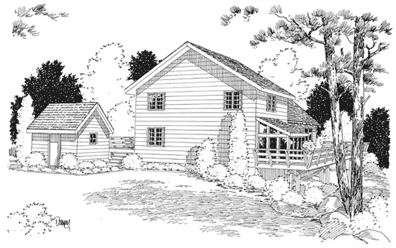 A-Frame House Plan Rear Elevation - Grove Park A-Frame Home 038D-0002 - Search House Plans and More