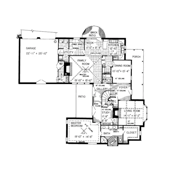 Country House Plan First Floor - Hawthorne Pass Farmhouse 038D-0005 - Search House Plans and More