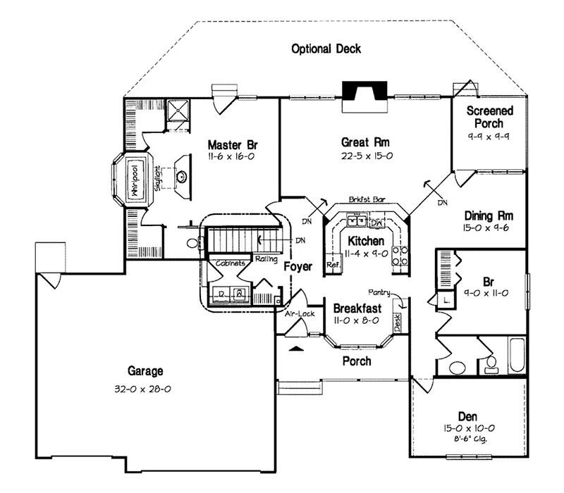 Traditional House Plan First Floor - Bolinger Ranch Home 038D-0008 - Search House Plans and More