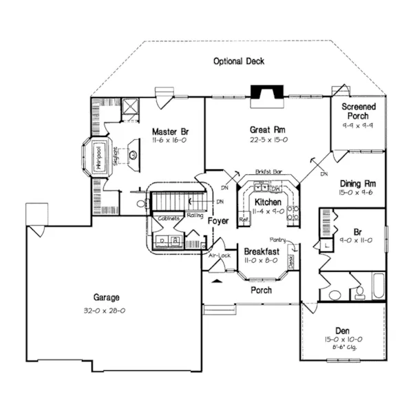 Traditional House Plan First Floor - Bolinger Ranch Home 038D-0008 - Search House Plans and More