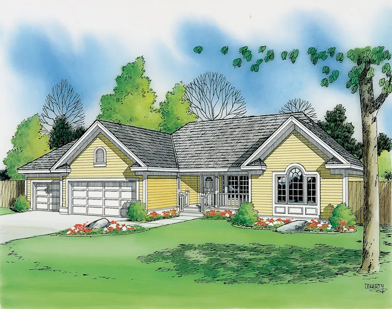 Ranch House Plan Front Image - Bolinger Ranch Home 038D-0008 - Search House Plans and More