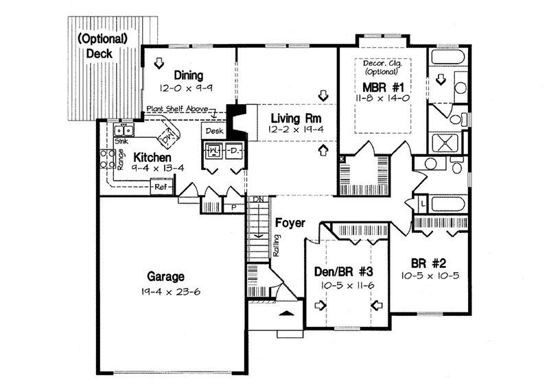 Traditional House Plan First Floor - Ardmore Place Ranch Home 038D-0016 - Search House Plans and More