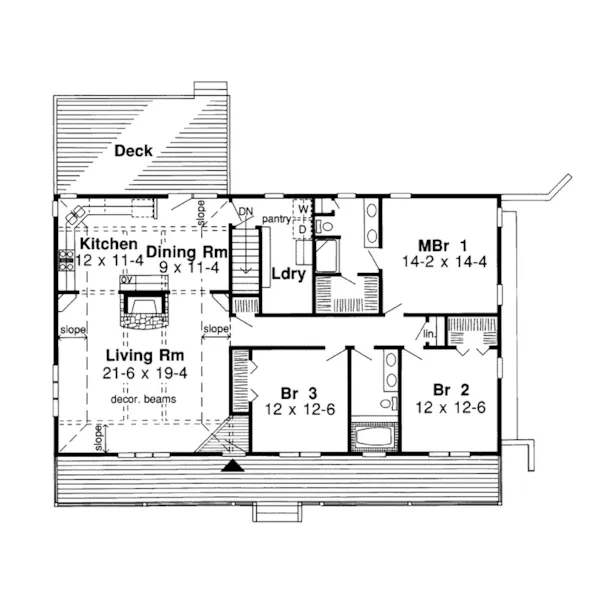 Tudor House Plan First Floor - Whittaker Hill Ranch Home 038D-0018 - Shop House Plans and More