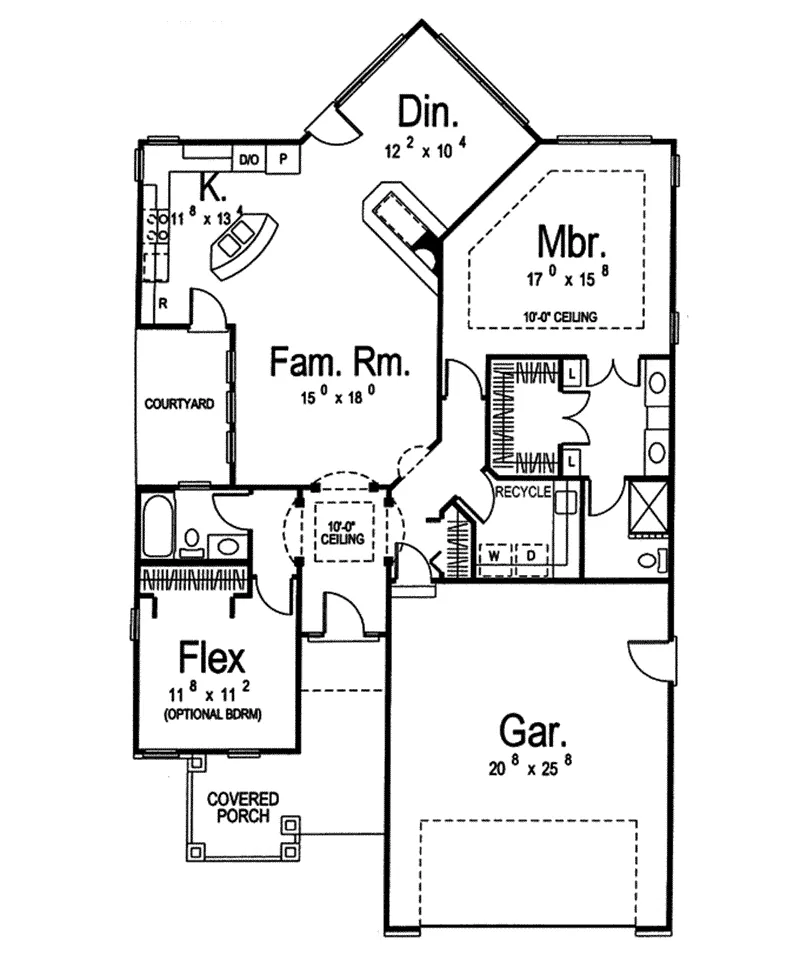 Traditional House Plan First Floor - Angelica Prairie Style Home 038D-0020 - Search House Plans and More